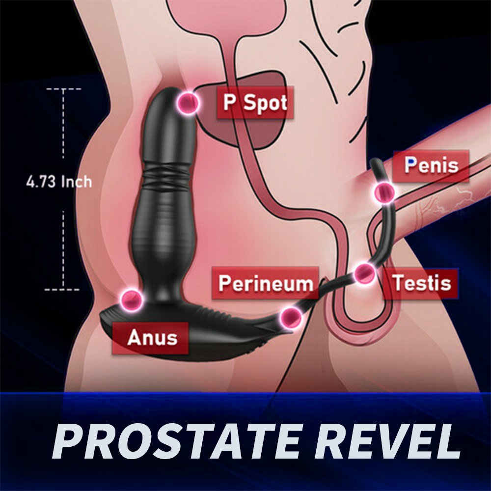 Double Cock Ring Prostate Massage Vibrator with 10 Frequency Wireless Remote Control Men's Sex Toy Juguetes Sexuales Butt Plug