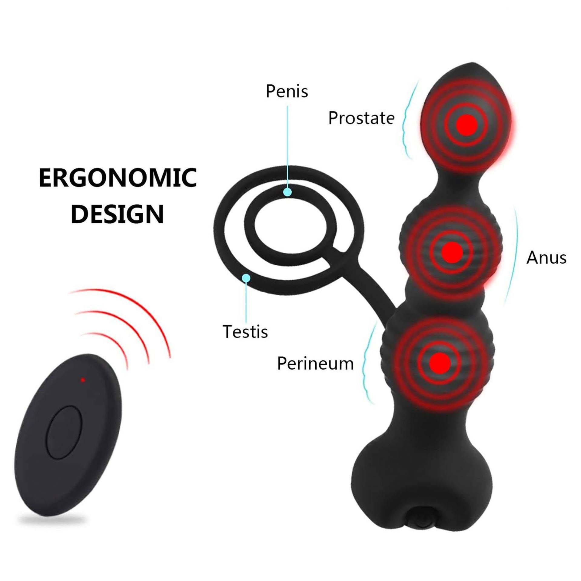 Double Ring Pull Bead Sex Toys Anal Plug Wireless Remote Control 10-frequency Vibrating Prostate Massager For Men And Women