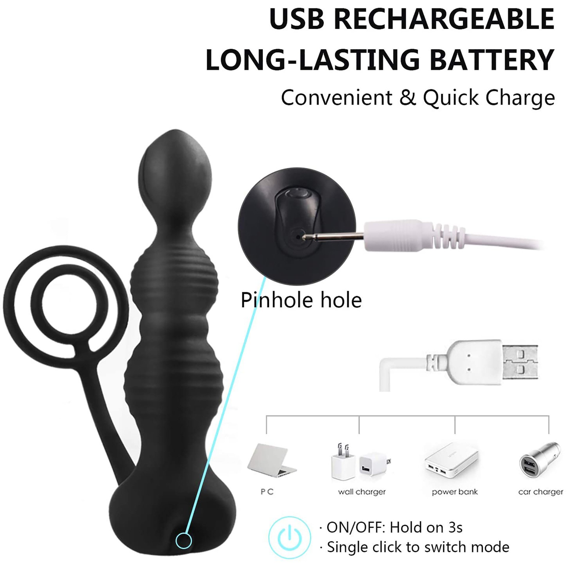Double Ring Pull Bead Sex Toys Anal Plug Wireless Remote Control 10-frequency Vibrating Prostate Massager For Men And Women