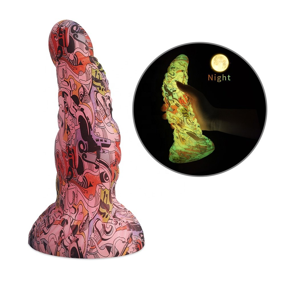 Huge Creative Hydrographics Transfer Printing Penis Soft Comfortable Silicone Dildo with Strong Suction Cup Adult Sex Toy