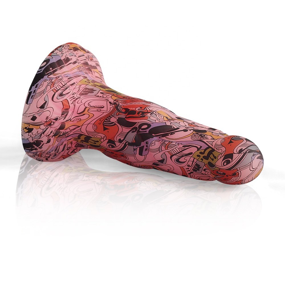 Huge Creative Hydrographics Transfer Printing Penis Soft Comfortable Silicone Dildo with Strong Suction Cup Adult Sex Toy