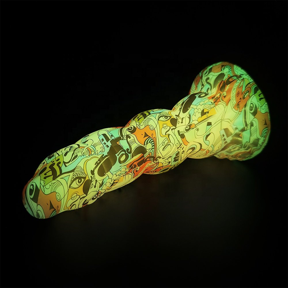Huge Creative Hydrographics Transfer Printing Penis Soft Comfortable Silicone Dildo with Strong Suction Cup Adult Sex Toy
