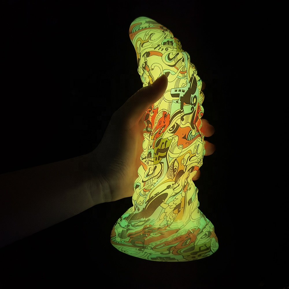 Huge Creative Hydrographics Transfer Printing Penis Soft Comfortable Silicone Dildo with Strong Suction Cup Adult Sex Toy