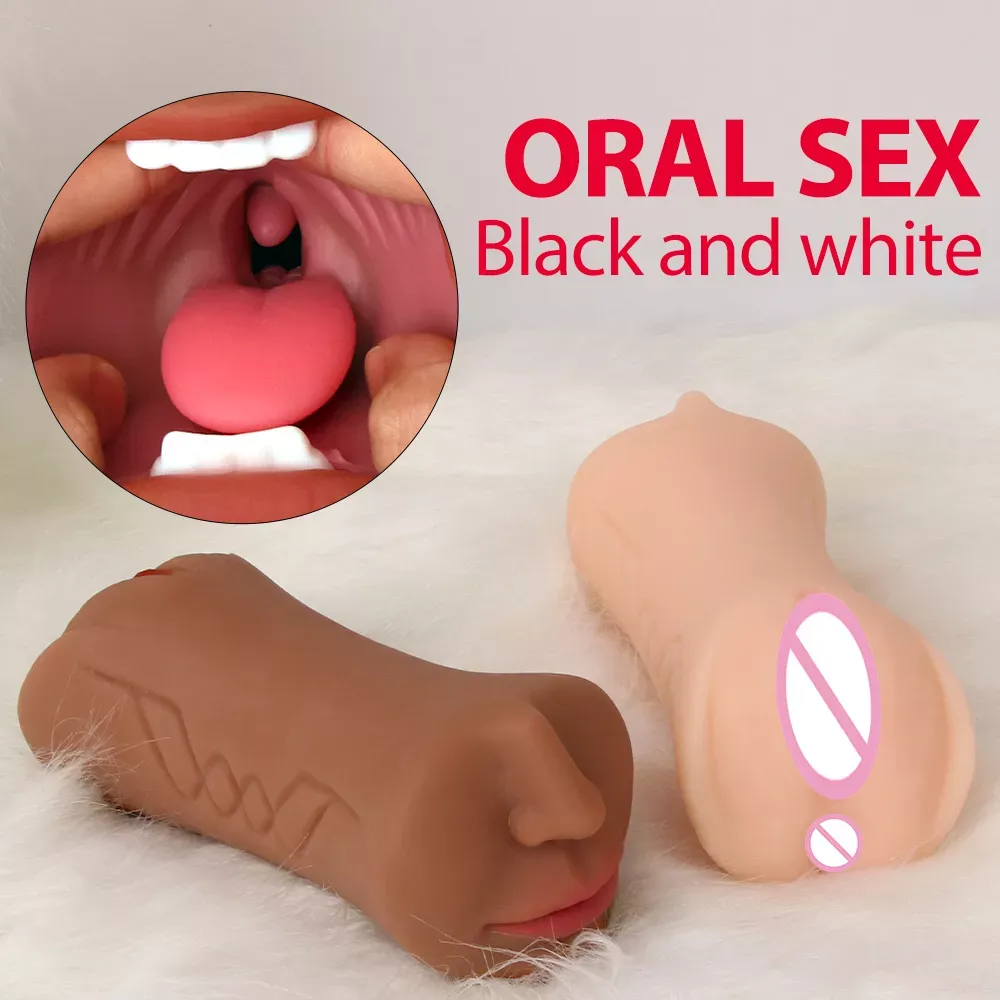 Hot 3 in 1 Male Masturbator Tongue Deep Throat TPE Pocket Pussy Realistic Vagina Anus Anal Penis Masturbation Sex Toys For Men