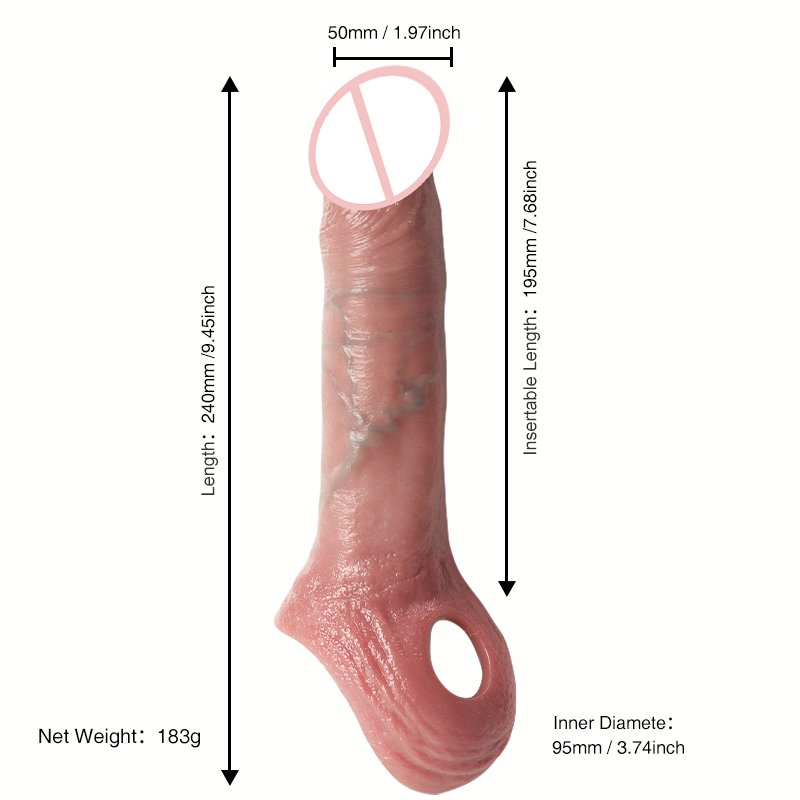 REDBURG High Quality Extension Cock Sleeve Reusable Silicone Penis Big Dildo Enhancer Adult Sex Toys for Men Funda Para Pene