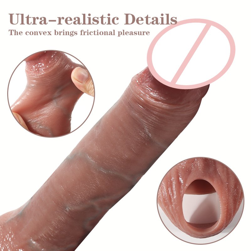REDBURG High Quality Extension Cock Sleeve Reusable Silicone Penis Big Dildo Enhancer Adult Sex Toys for Men Funda Para Pene
