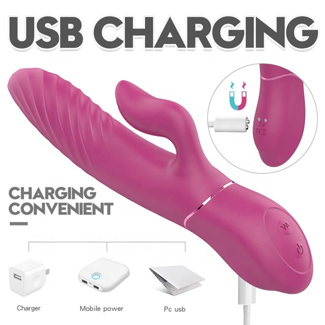 Amorlady silicon G Spot wireless Telescopic Rabbit av long handle vibrators in adult sex toys products women female