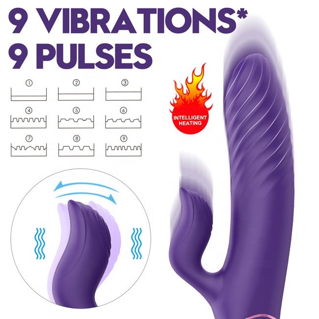 Amorlady silicon G Spot wireless Telescopic Rabbit av long handle vibrators in adult sex toys products women female