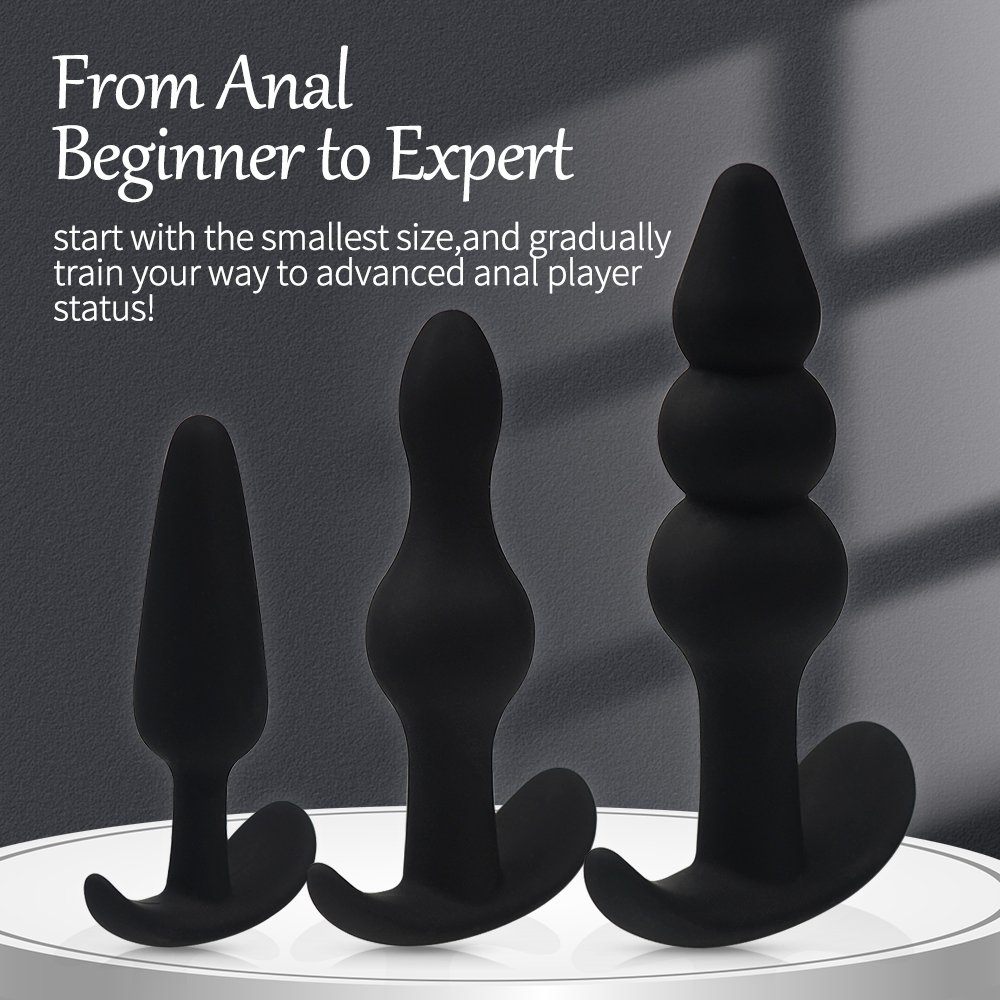 Sexbay Hot in Europe 3Pcs Anal Plug Trainer Kit Silicone Butt Plug Set for Men Women Small Medium and Large with Arc Anal Plug