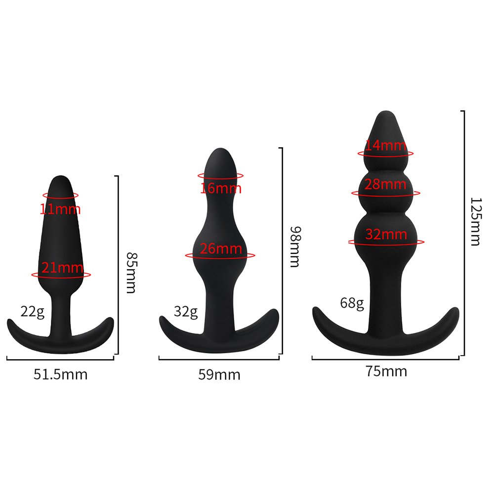 Sexbay Hot in Europe 3Pcs Anal Plug Trainer Kit Silicone Butt Plug Set for Men Women Small Medium and Large with Arc Anal Plug