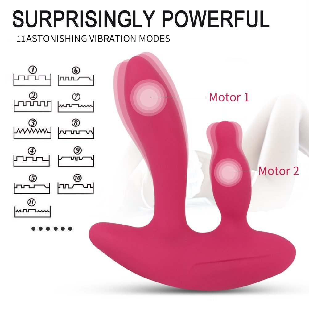 Remote Control Dual Motors Multi-Frequency Silicone Vaginal Penis and Anal Vibrator Real Touch Masturbation Sex Toys