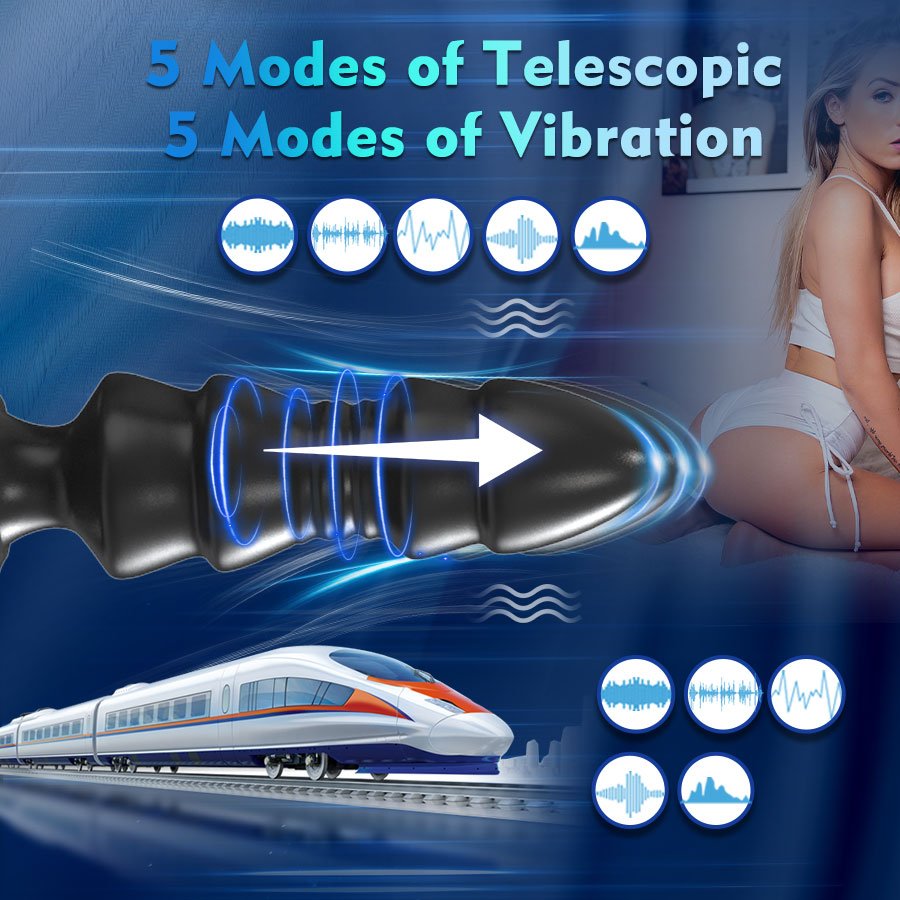 Remote Control Telescopic Anal Butt Plug Vibrator G Spot Prostate Massager with removable Cock Ring Anal Sex Toys for men Women
