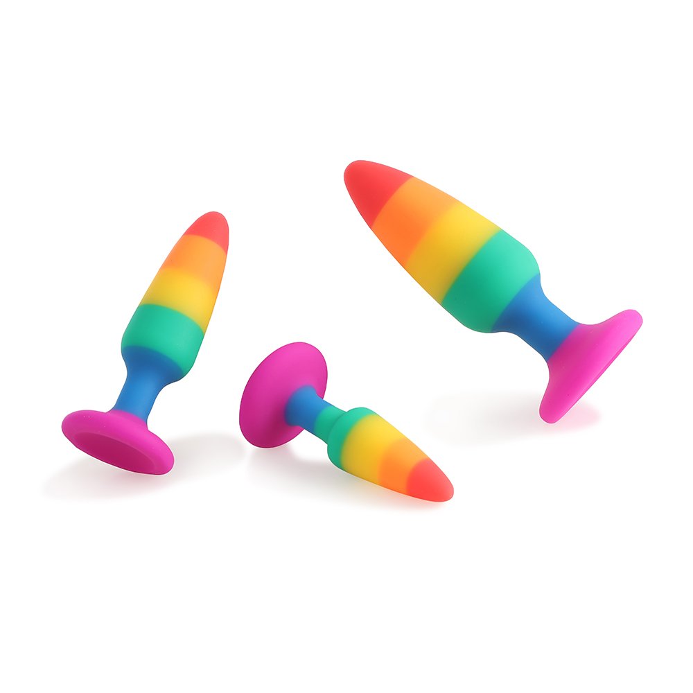 Medical grade liquid silicone Rainbow Large Medium Small size anal plug set