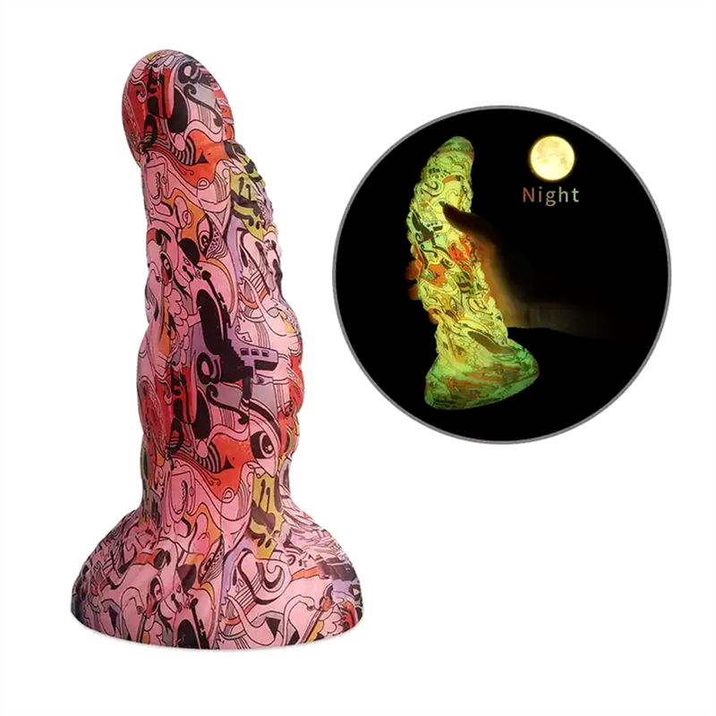 MOGlovers Light Up Dildo Lesbian Anal Toys Fantasy Artificial Silicone Glow In The Dark with Printing