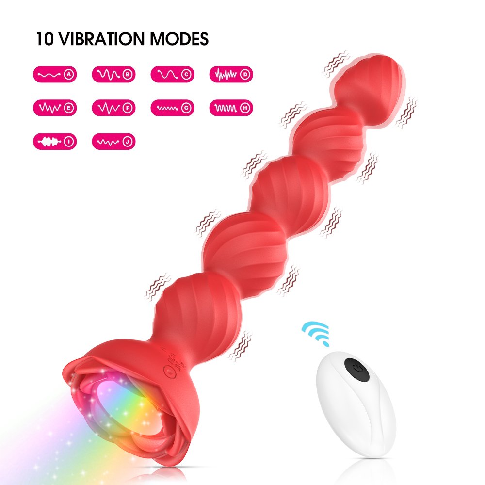 Aizhilian Newly Haili hot sale Remote and APP Control Rose Beads Anal Plug Prostate Masturbation Vibrator