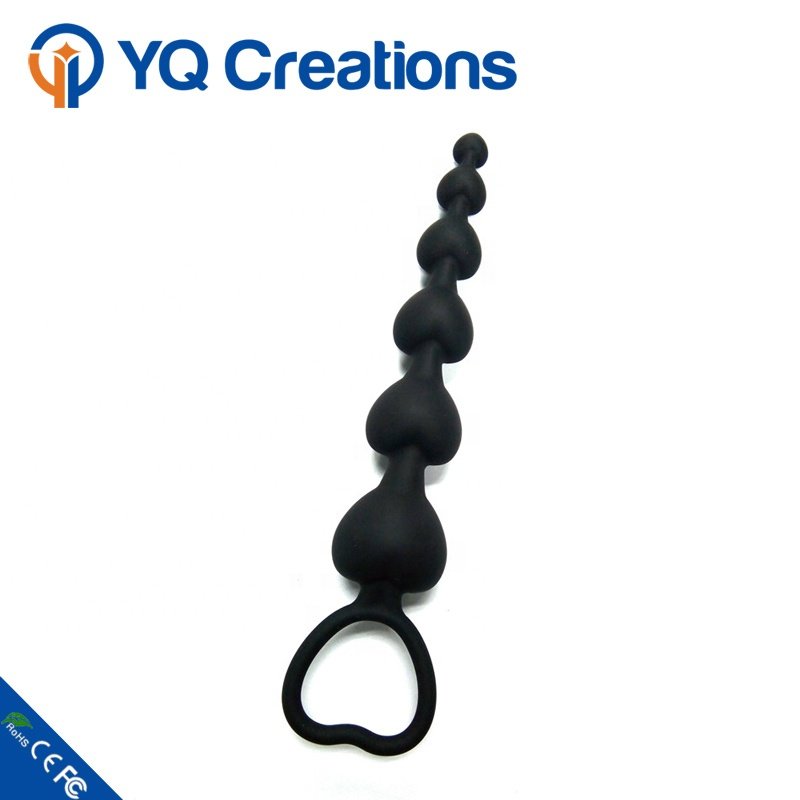 Long Heart Shape Soft Silicone Anal Sex Bead Anal Butt Plug lesbian sex toys