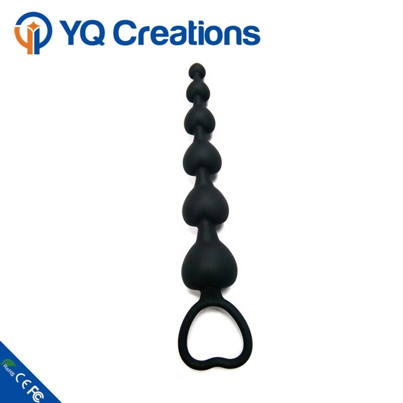 Long Heart Shape Soft Silicone Anal Sex Bead Anal Butt Plug lesbian sex toys