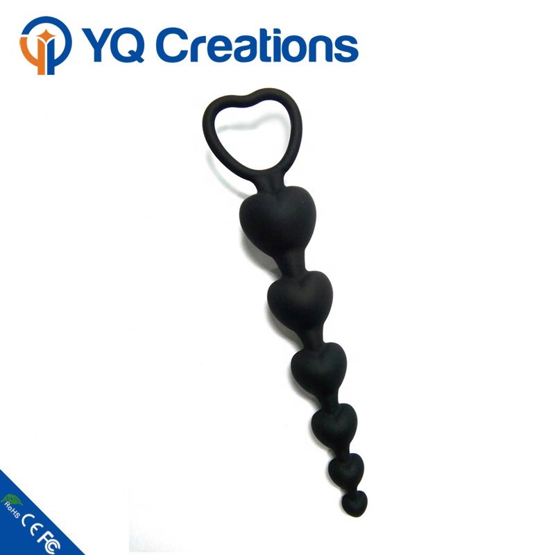 Long Heart Shape Soft Silicone Anal Sex Bead Anal Butt Plug lesbian sex toys