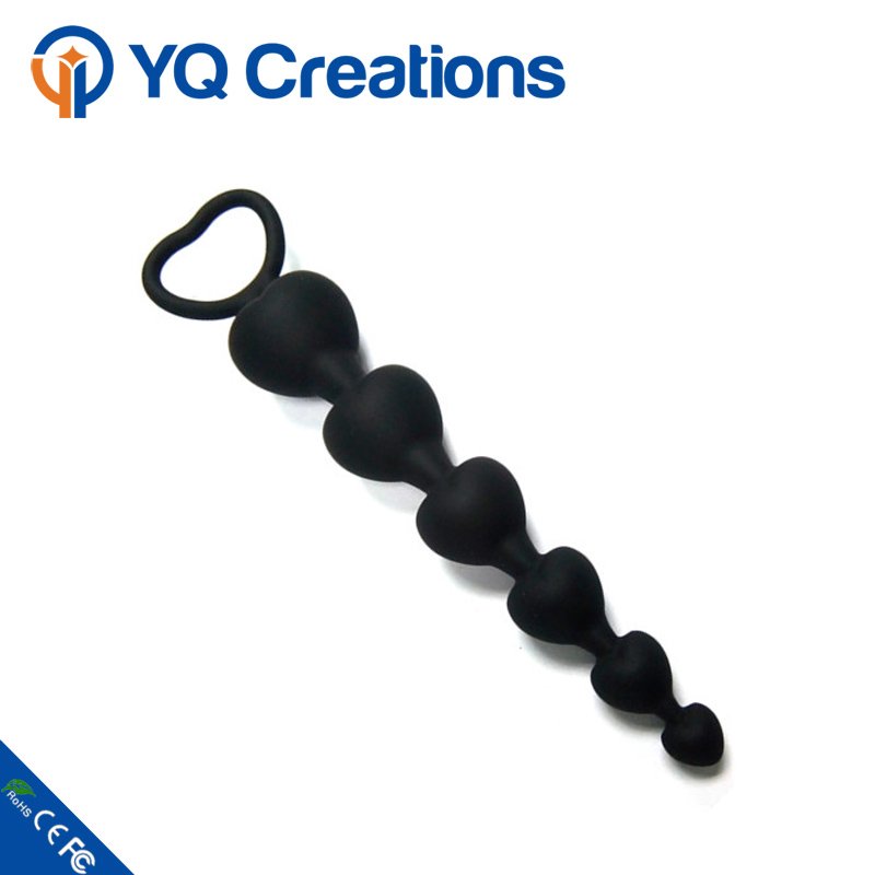 Long Heart Shape Soft Silicone Anal Sex Bead Anal Butt Plug lesbian sex toys