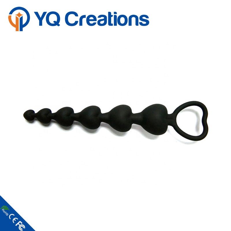Long Heart Shape Soft Silicone Anal Sex Bead Anal Butt Plug lesbian sex toys