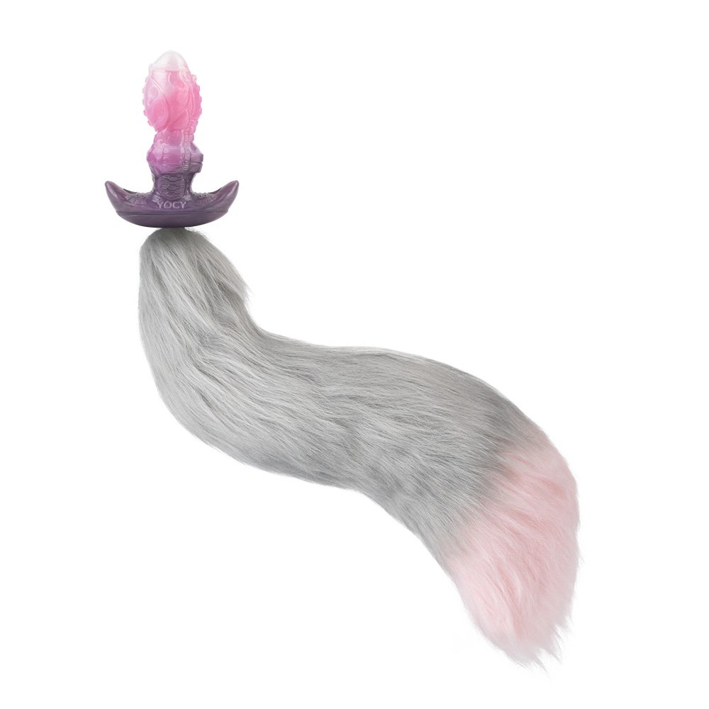 YOCY Anal Beads with Removable Foxtail Extra Long Fox Tail Anal Butt Plug Sex Toy Liquid Silicone Anal Plug wholesale fetish toy