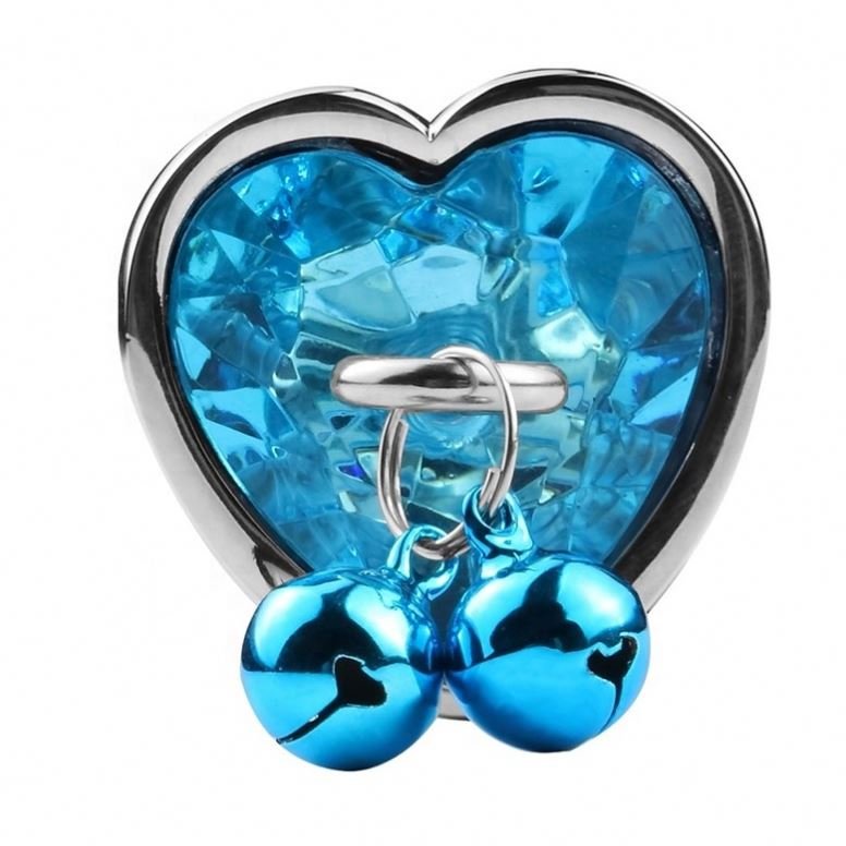 Hot Selling Heart shaped diamond base stainless steel anal plug small metal butt plug set with two bell