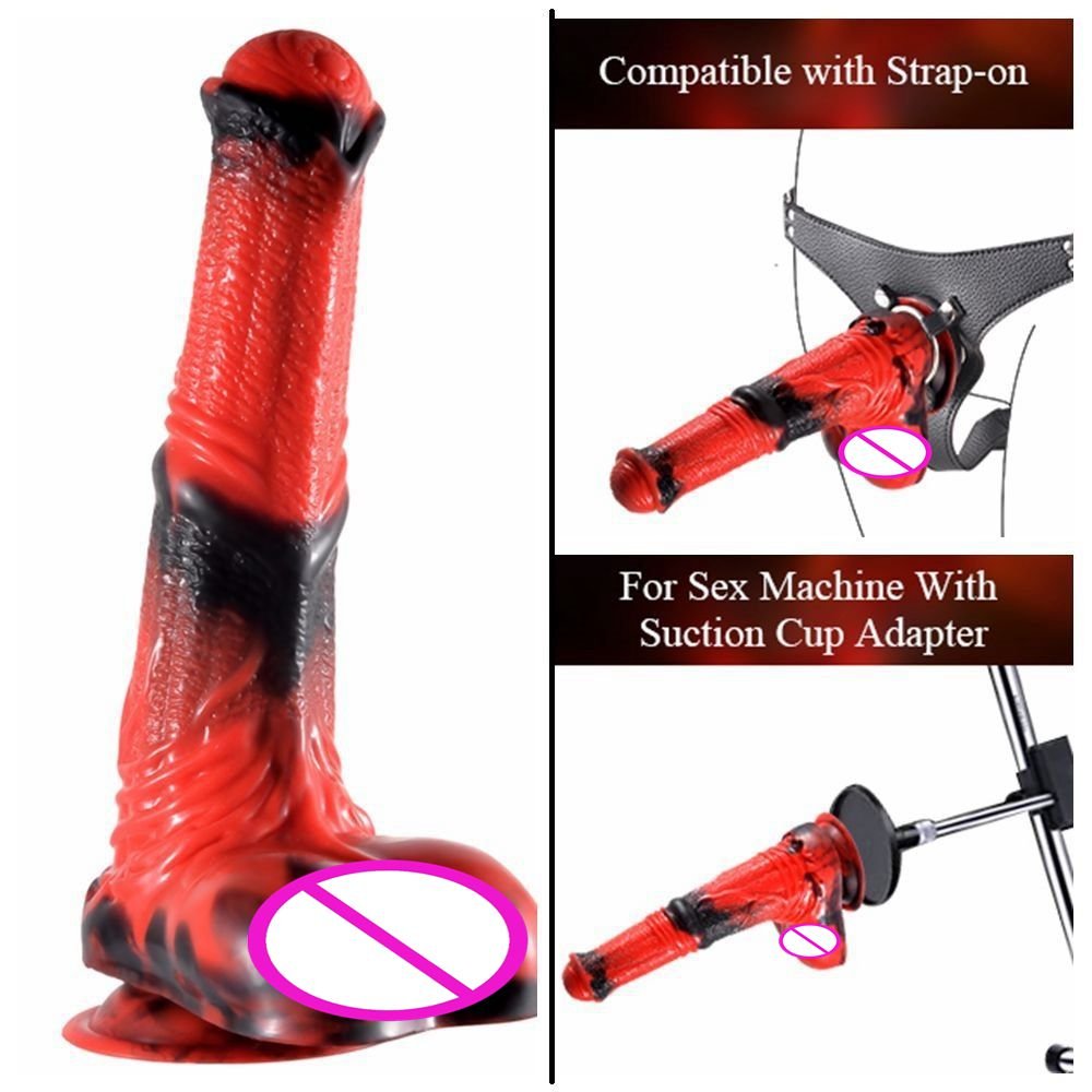 25cm Dia 4.4cm Red & Black XXL Huge Horse Penis Dildo Strong Suction Cup Vagina G-spot Stimulation Penis Anal Sex Toy For Women