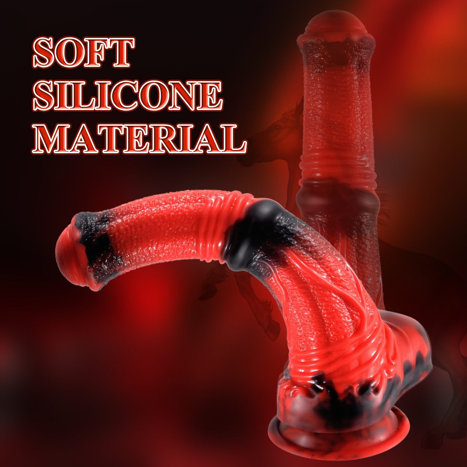 25cm Dia 4.4cm Red & Black XXL Huge Horse Penis Dildo Strong Suction Cup Vagina G-spot Stimulation Penis Anal Sex Toy For Women