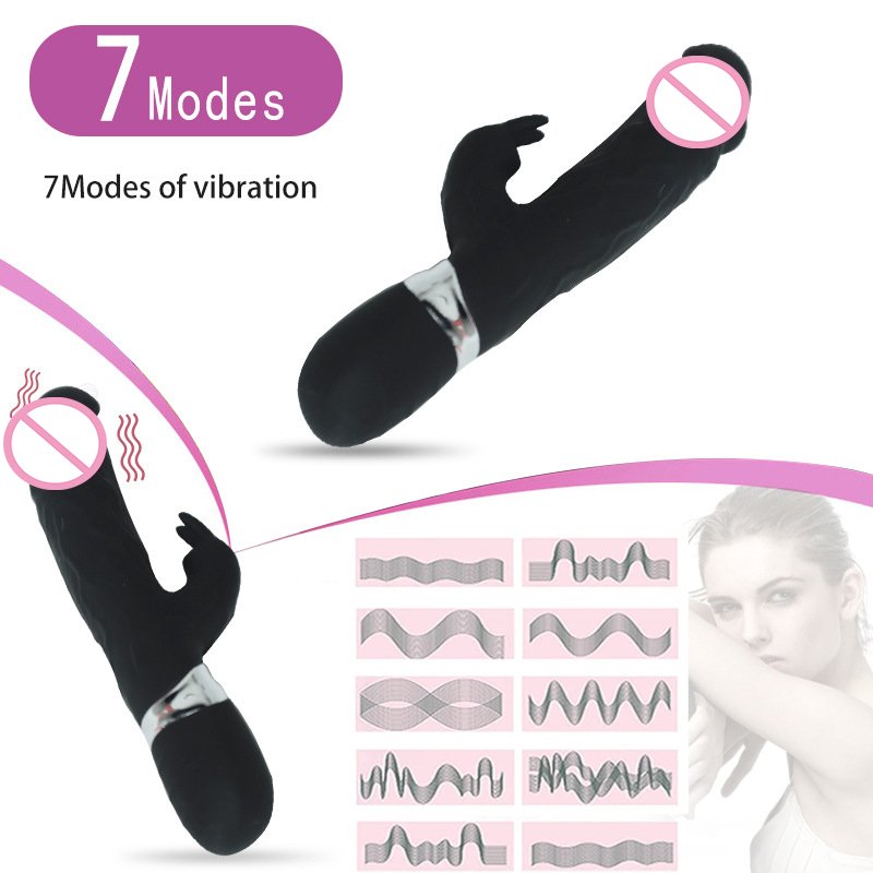 wholesale rechargeable 7 modes g-spot clitoral Sex Rabbit vibrator Black Realistic Large rabbit dildo massager toy for Women