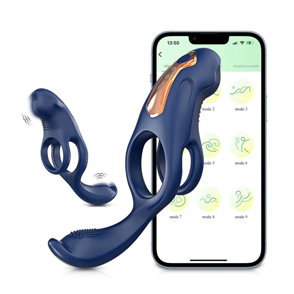 APP Bluetooth Cock Ring Prostate Vibrator Testicle Massage Anal Butt Stimulator Penis Ring Male Masturbator Sex Toy For Men