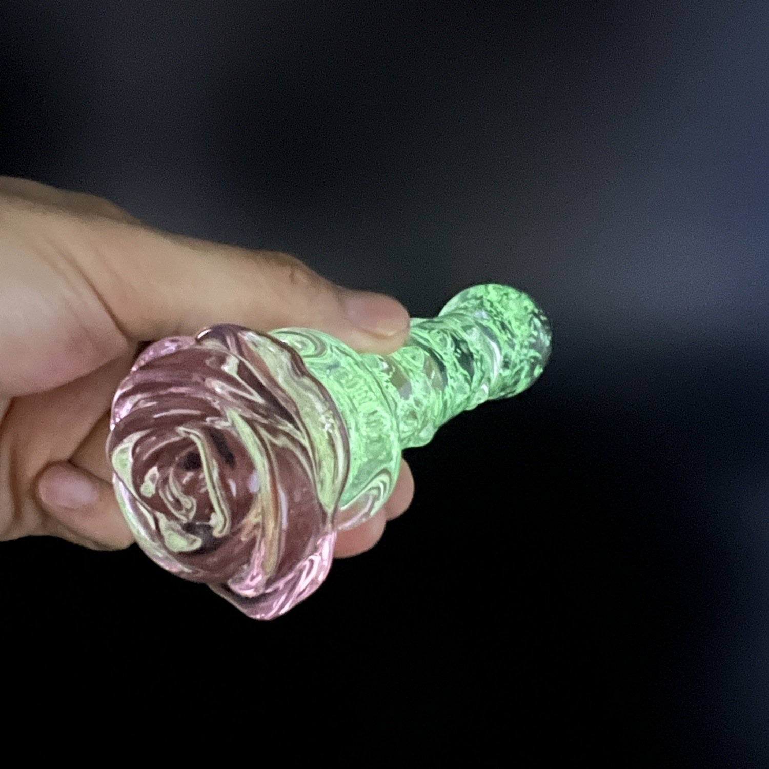 Erotic Rose Glass Dildo Huge Anal Beads Balls Butt Plug for Women Men Pink Rose Glass Penis Anal Plug Sex Tool glow-in-the-dark