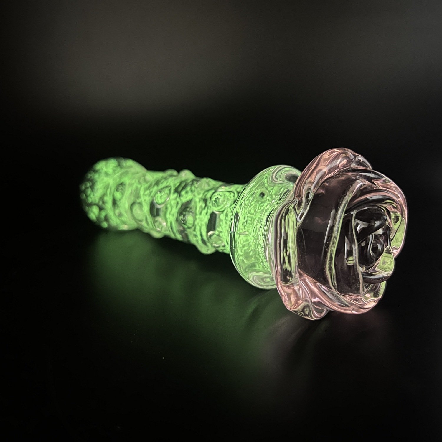 Erotic Rose Glass Dildo Huge Anal Beads Balls Butt Plug for Women Men Pink Rose Glass Penis Anal Plug Sex Tool glow-in-the-dark