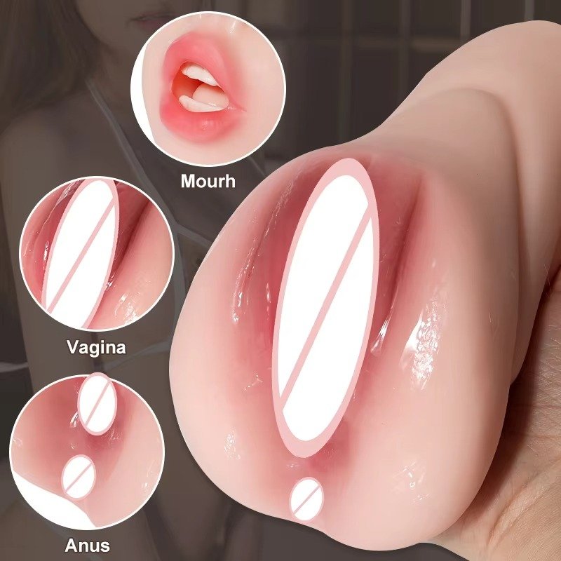 Newest 3in1male masturbator cup for man vagina realistic sex toy for men sex toys massager for men latex