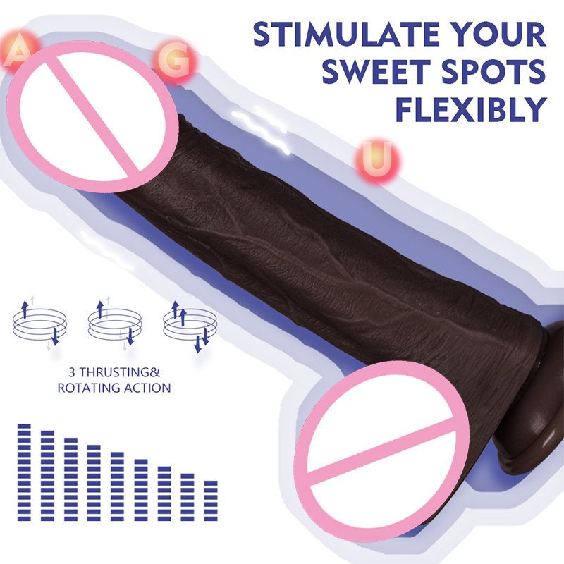 Remote Control 8.5 Inch Silicone G-Spot Anal Dildo Black Lifelike Vibrating Automatic Thrusting Realistic Dildo with Suction Cup