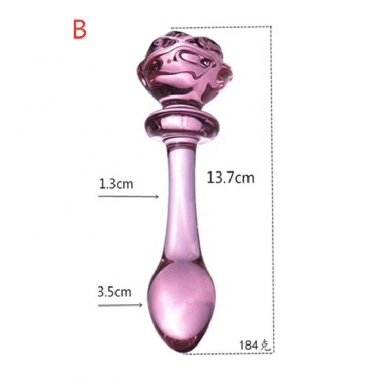 Girlspower Crystal Pink Rose Glass Anal Plug Anal Toy for Men and Women Adult Pleasure Product for Sexual Play