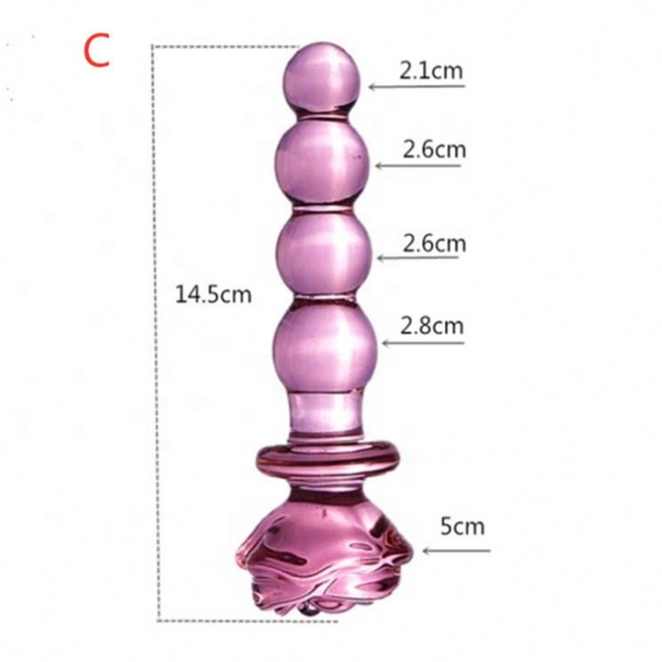Girlspower Crystal Pink Rose Glass Anal Plug Anal Toy for Men and Women Adult Pleasure Product for Sexual Play
