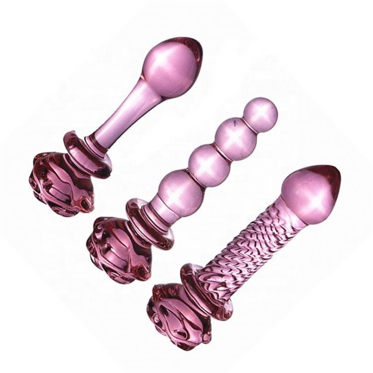 Girlspower Crystal Pink Rose Glass Anal Plug Anal Toy for Men and Women Adult Pleasure Product for Sexual Play
