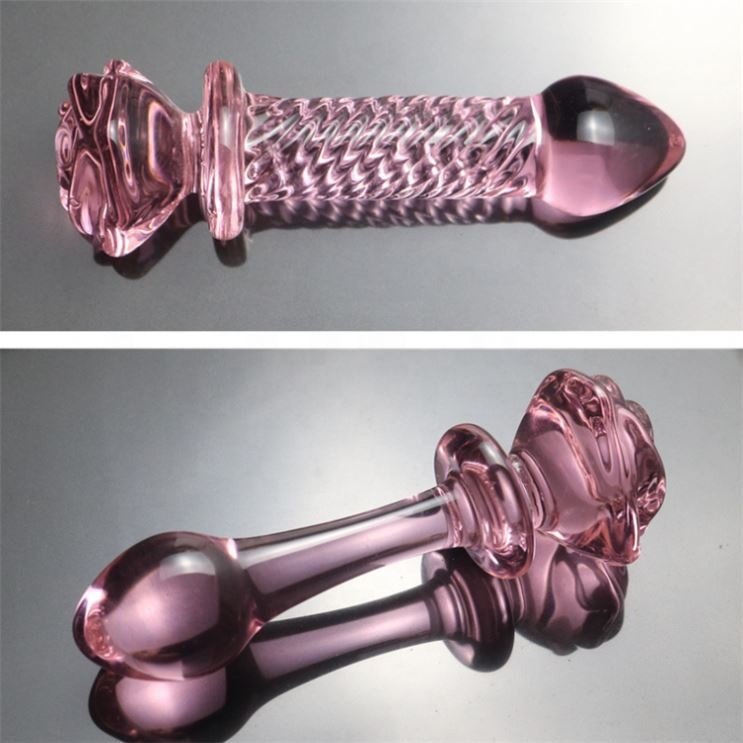 Girlspower Crystal Pink Rose Glass Anal Plug Anal Toy for Men and Women Adult Pleasure Product for Sexual Play
