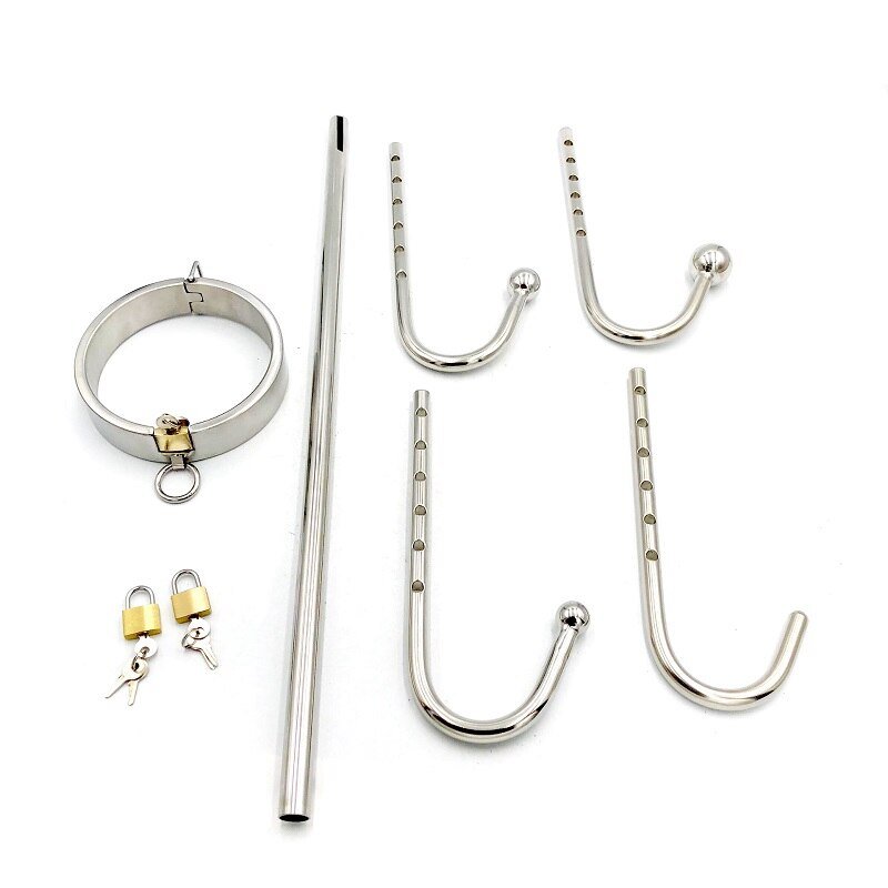 Fixed Stainless Steel BDSM Anal Hook with Leather Collar Adult Sex Toys