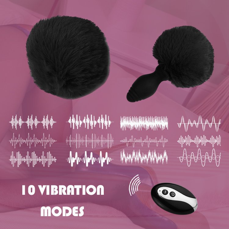 SEXBAY American explosive rabbit tail hairball vibration anal plug can remotely control fetish anal sex toys for men and women