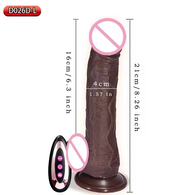 Thrusting Black Realistic Dildo Sex Toys for Women Telescopic Vibrating Heating Vibrator G Spot Clitoral Anal Stimulation Penis
