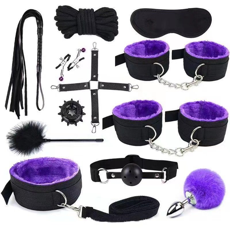 40CM Fox Tail Anal Plug Bondage Set Sex Toys For Women Whip Handcuffs For Sex Bdsm Exotic Adult Games