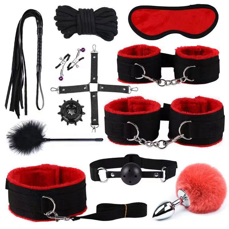 40CM Fox Tail Anal Plug Bondage Set Sex Toys For Women Whip Handcuffs For Sex Bdsm Exotic Adult Games