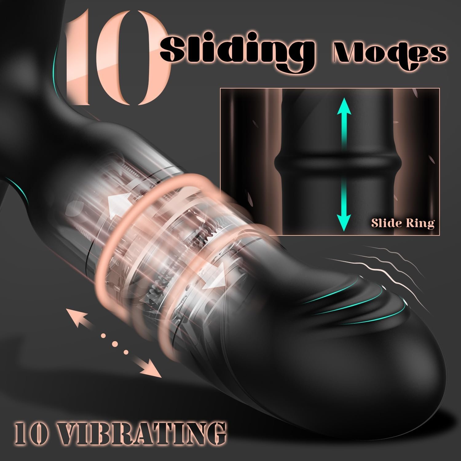 Sliding Anal Vibrator Male Prostate Massager, Anal Butt Plug Vibrator Vibrating Anal Sex Toy with Ergonomic Design
