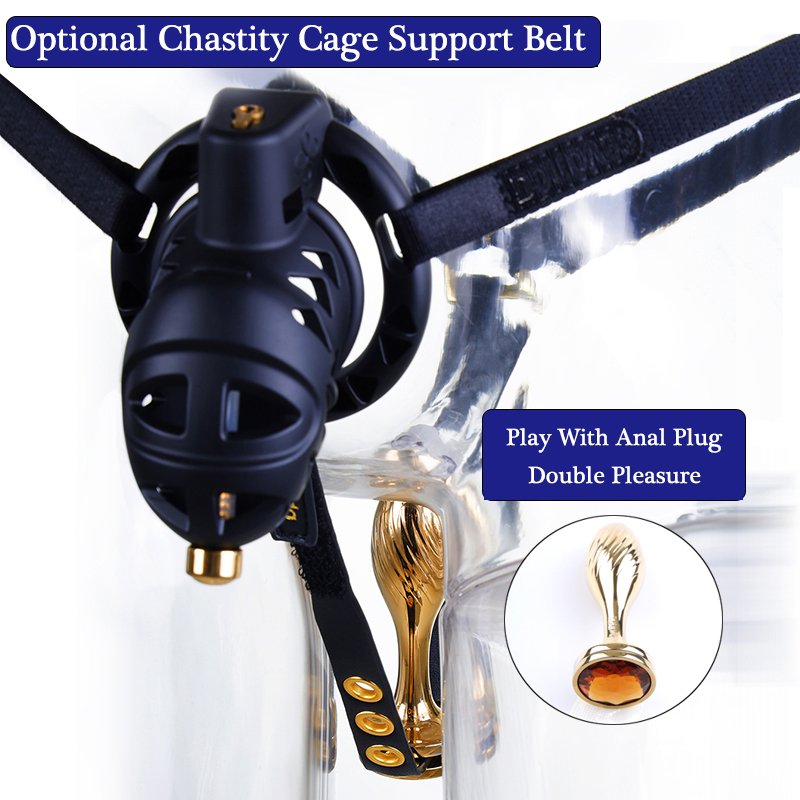 Waterproof ABS 4 Size Ring Penis Lock Rattlesnake Chastity Cage Belt for Men Black Male Chastity Lock Anal Plug Sex Toys Adults
