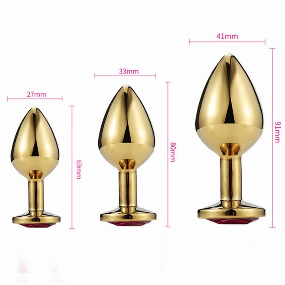 sex toys small medium big gold steel metal jewelry anal plug