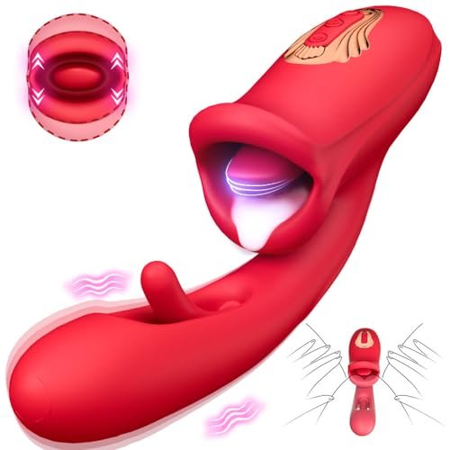 G Spot Vibrator Adult Sex Toys for Women Tongue Rose Dildo Vibrators Clitoral Stimulator with 10 Licking Sucking 10 Vibration