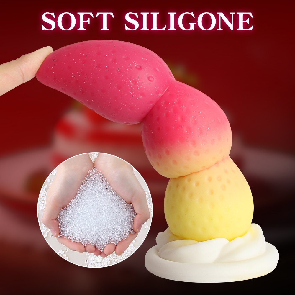 FairyKiss Silicone Monster Dildo Strawberry Fantasy anal Huge Dildo Large Butt Plug Knotted with Strong Suction Cup Beginner