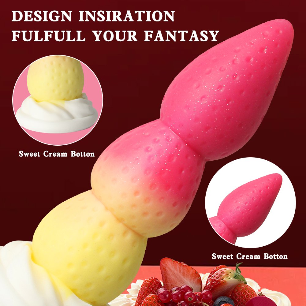 FairyKiss Silicone Monster Dildo Strawberry Fantasy anal Huge Dildo Large Butt Plug Knotted with Strong Suction Cup Beginner