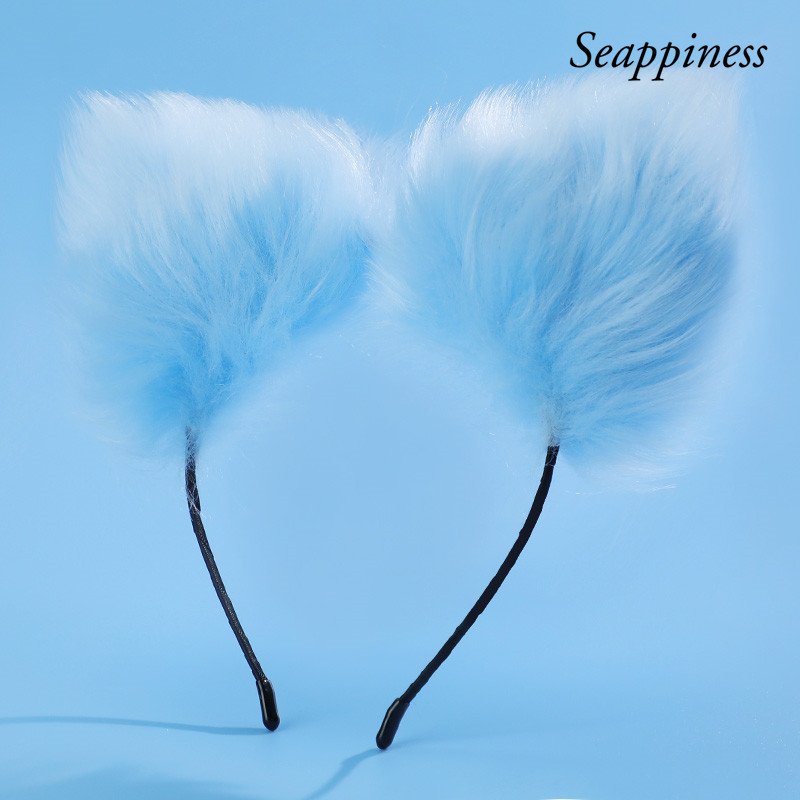 Exotic Flirt Cosplay Sex Toys Blue Fox Tail Anal Plug with Cat-Ear,Metal Expand Butt Plugs for Women Ass Massager SM Sexy Game